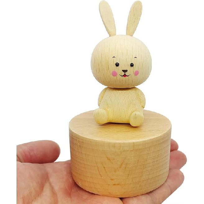 Uroczy Mały Niedźwiadek Mini pozytywka, Drewniana Mechaniczna Pozytywka ze Zwierzątkami, Pozytywka Prezent Śpiewająca Zamek na Niebie, Najlepszy Prezent dla Chłopca Dziewczynki