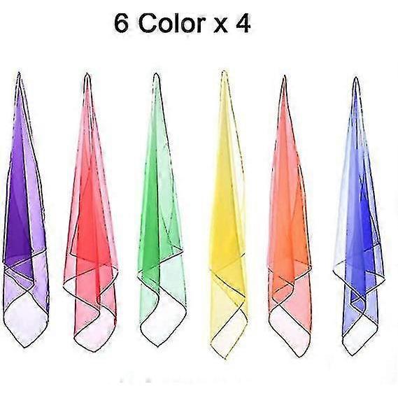 24pcs Juggling Scarves Dance Scarf Magic Scarves Musical Square Movement Scarves For Kids And Adults, 60 X 60 Cm In 6 Colors