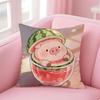 Cute Pig Summer Surprise  Cushion Cover Linen Pillowcase Cover Soft Decor for Sofa Home Room