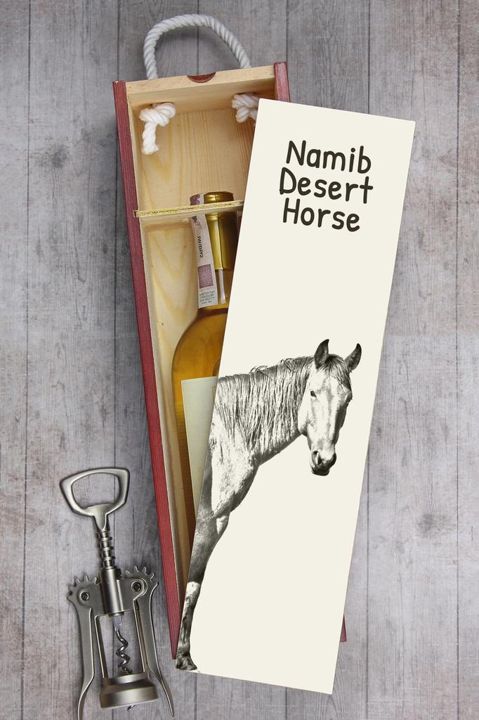 Namib Desert Horse - Wine Box with a Horse, Alcohol Box with Graphics, Personalized Gift Box from the Art-Dog Brand