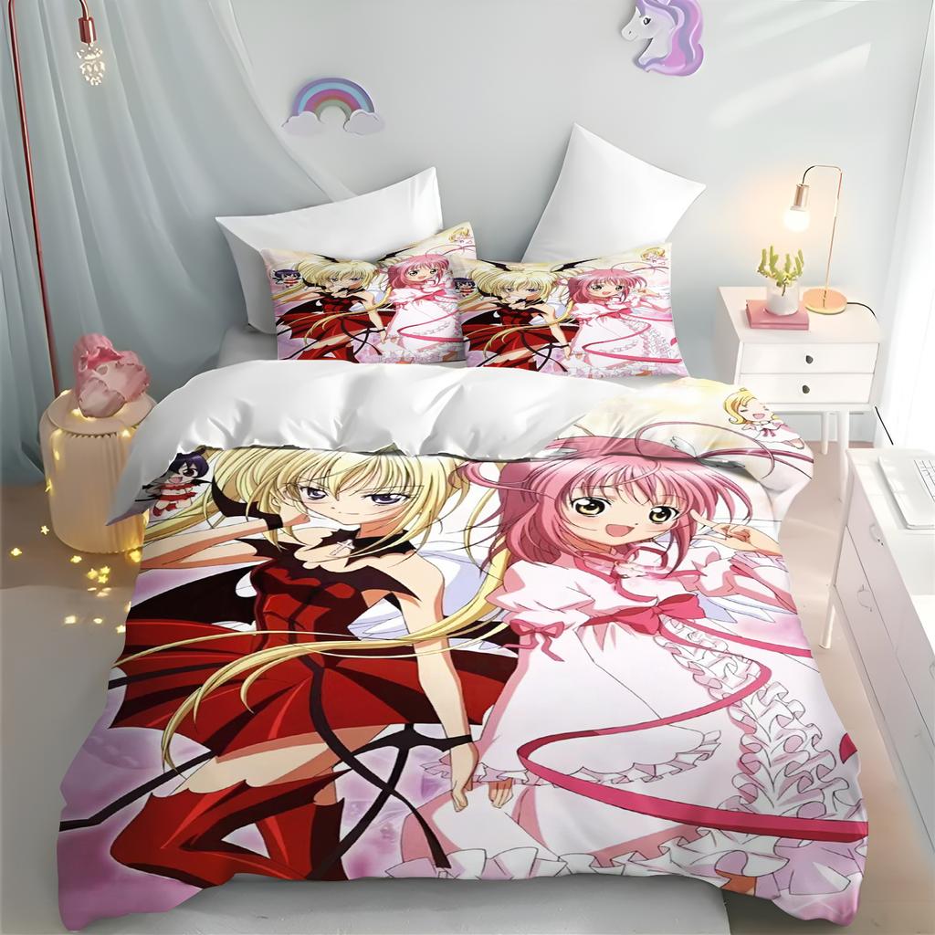 Cartoon Shugo Chara Duvet Cover 3-Piece Set Children Hinamori Amu Cute Polyester Soft Breathable Comforter Animation Bedding Set