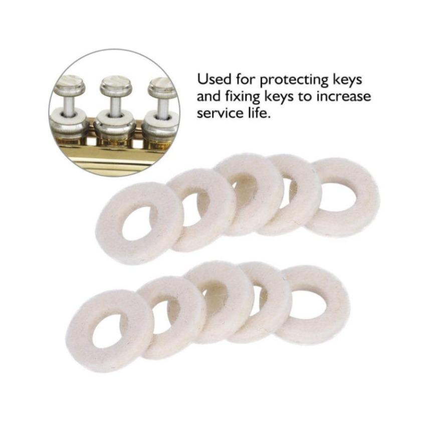 10-Pack Black & White Felt Pads for Trombone, Cornet, Trumpet Keys