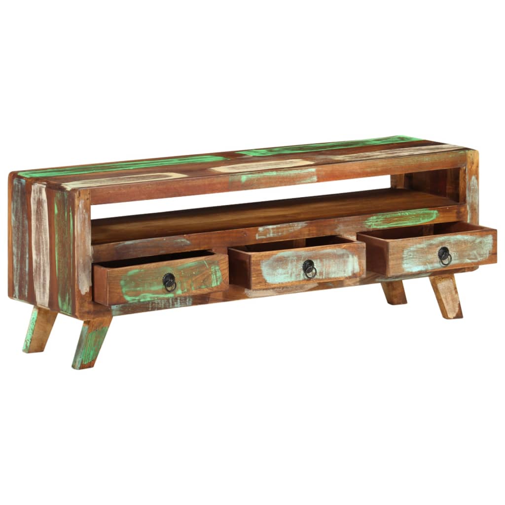 TV Cabinet Multicolored 110 X 30 X 40 Cm Solid Reclaimed Wood