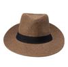 Fashion Men Women Panama Sun Straw Hat Contrast Ribbon Pinched Crown Rolled Trim Beach Cap