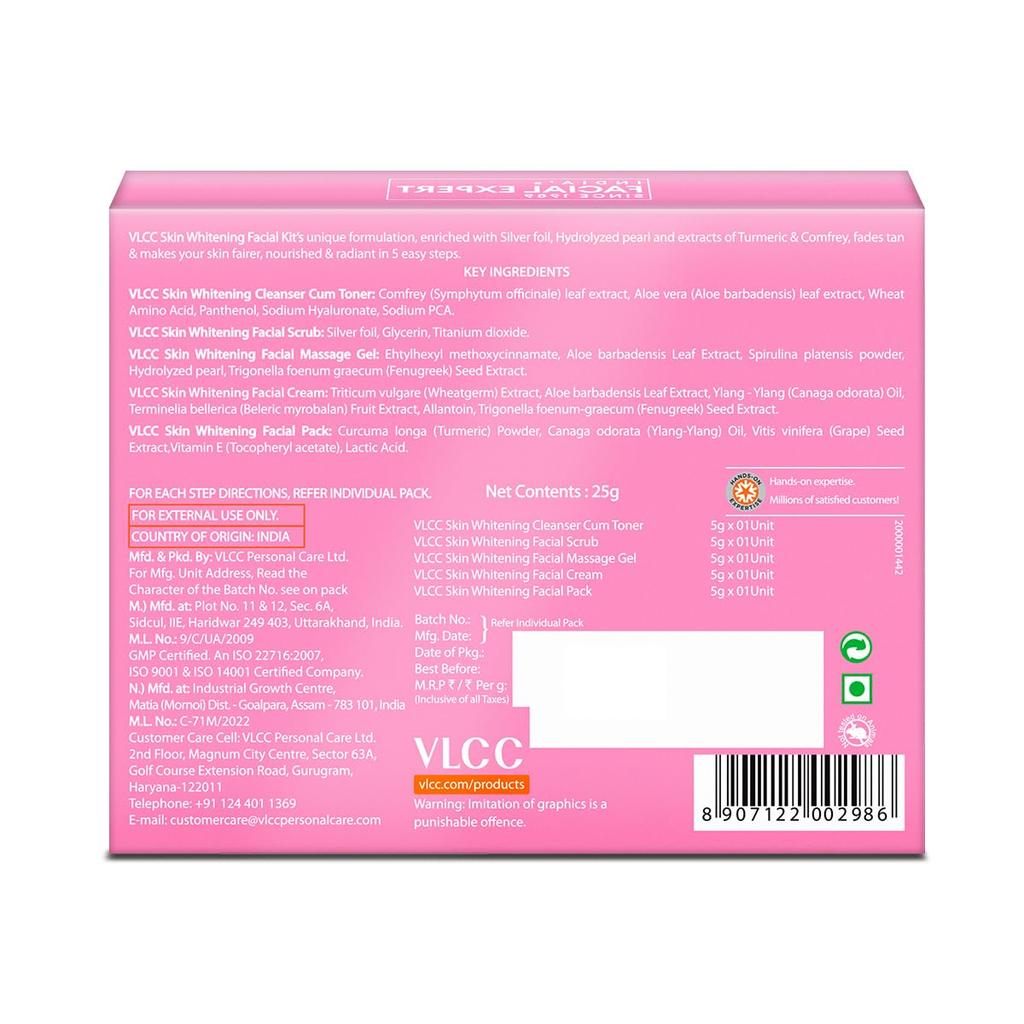 VLCC Skin Whitening Facial Kit 75g Pack of 3 for Brightening, Exfoliating and Even Complexion
