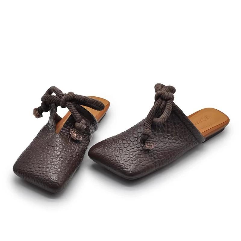 Modne płaskie klapki z kwadratowym noskiem Damskie designerskie mule Buty Modne sandały codzienne 2025 Lato Slingback Japonki Sandalias De Mujer