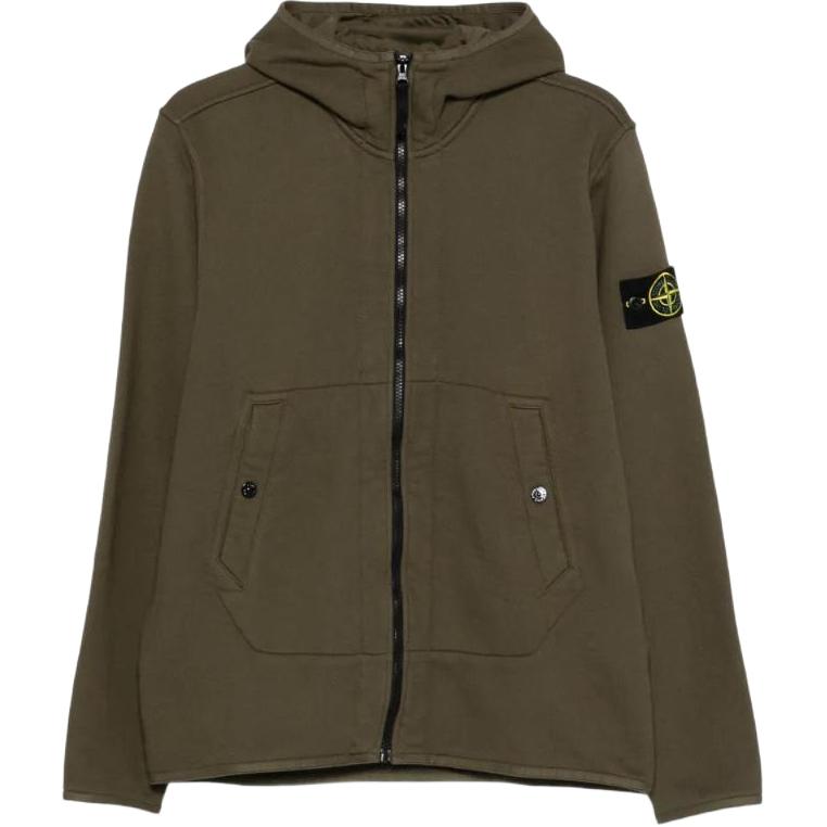 Stone Island FW25 Badge Logo Hooded Zip Long Sleeve Sweatshirt Men sweatshirt K2S156100078S0185-V0054
