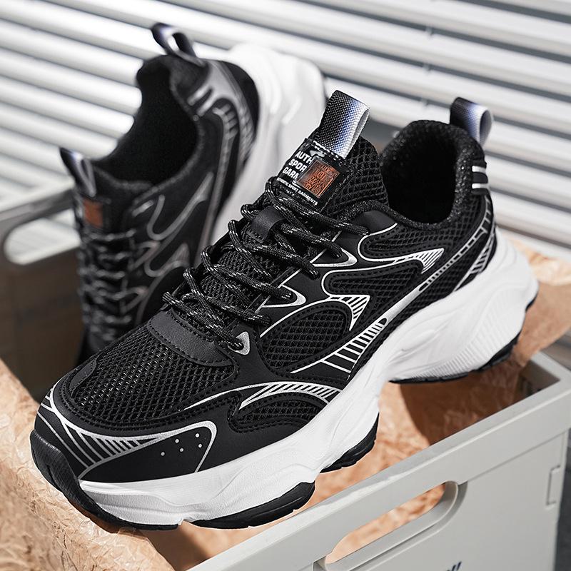 

2024 new men s thick-soled high-quality dad shoes mesh breathable casual sports shoes Douyin live broadcast men s shoes 44 чорний