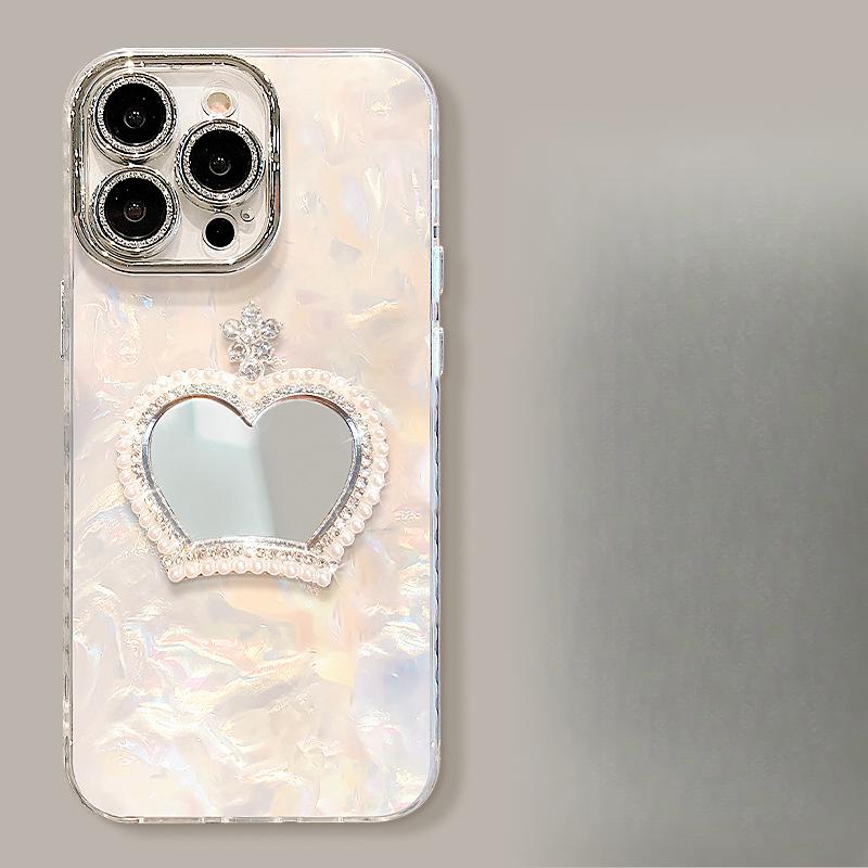 Crown Mirror Bracelet Suitable for Apple 16 Promax Mobile Phone Case 13 High-end Feeling 15 Light Luxury 14 Bracket 11 Girls