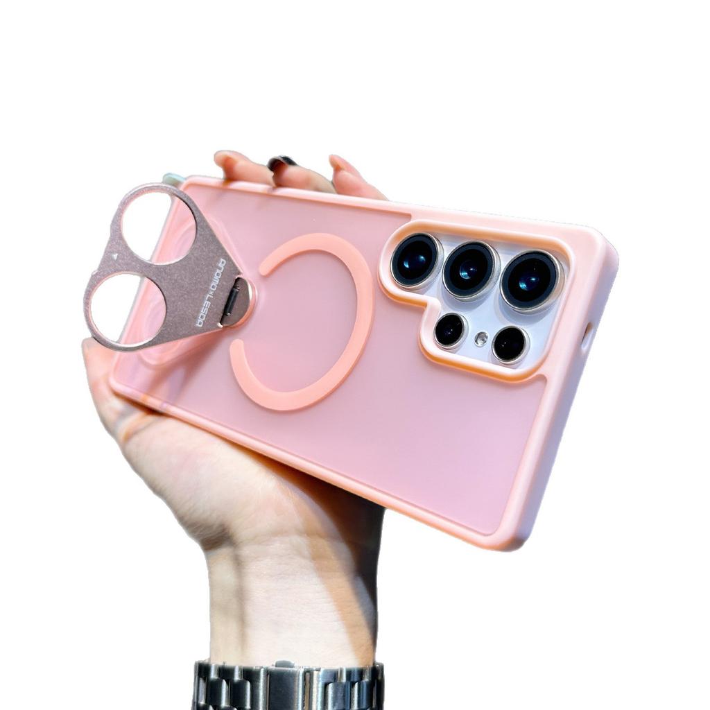 Suitable for Samsung S25 Ultra Magnetic Phone Case S25 Creative Ring 360 Degree Rotating Support S24 Skin Feeling Scrub