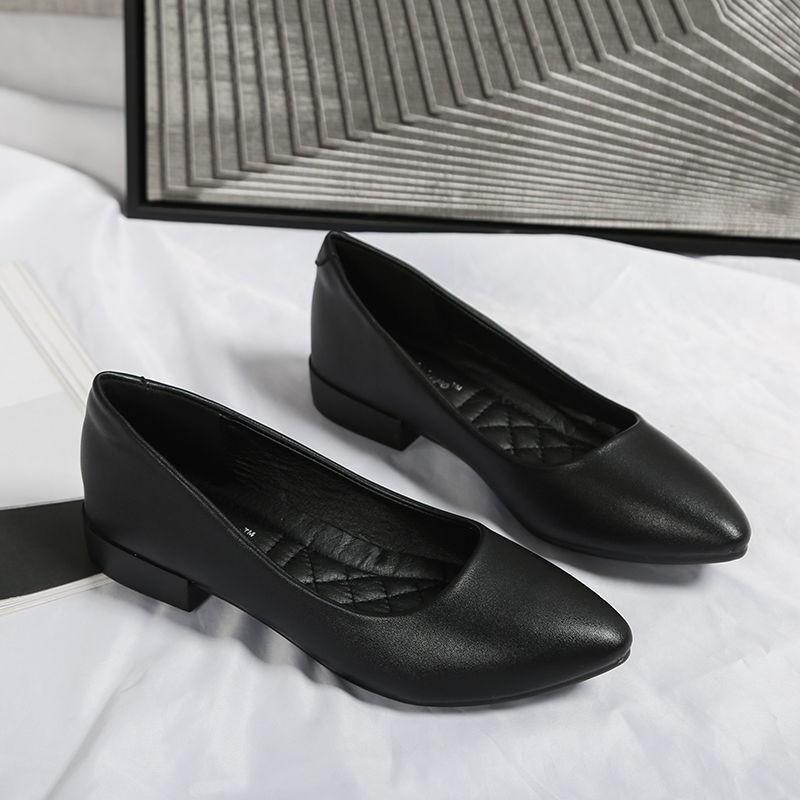 Pointed women's flat-soled single shoes soft leather soft-soled women's shoes versatile low-heeled shallow-mouth women's shoes