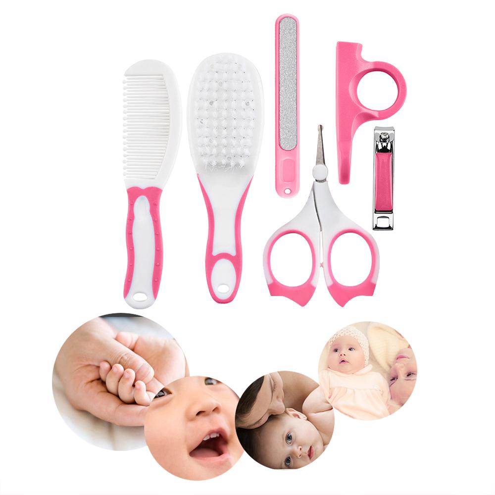 Baby Healthcare and Grooming Kit 6 PCS Hair Brush Comb Nail File Clipper Scissors Newborn Infant Shower Care Nursery Set