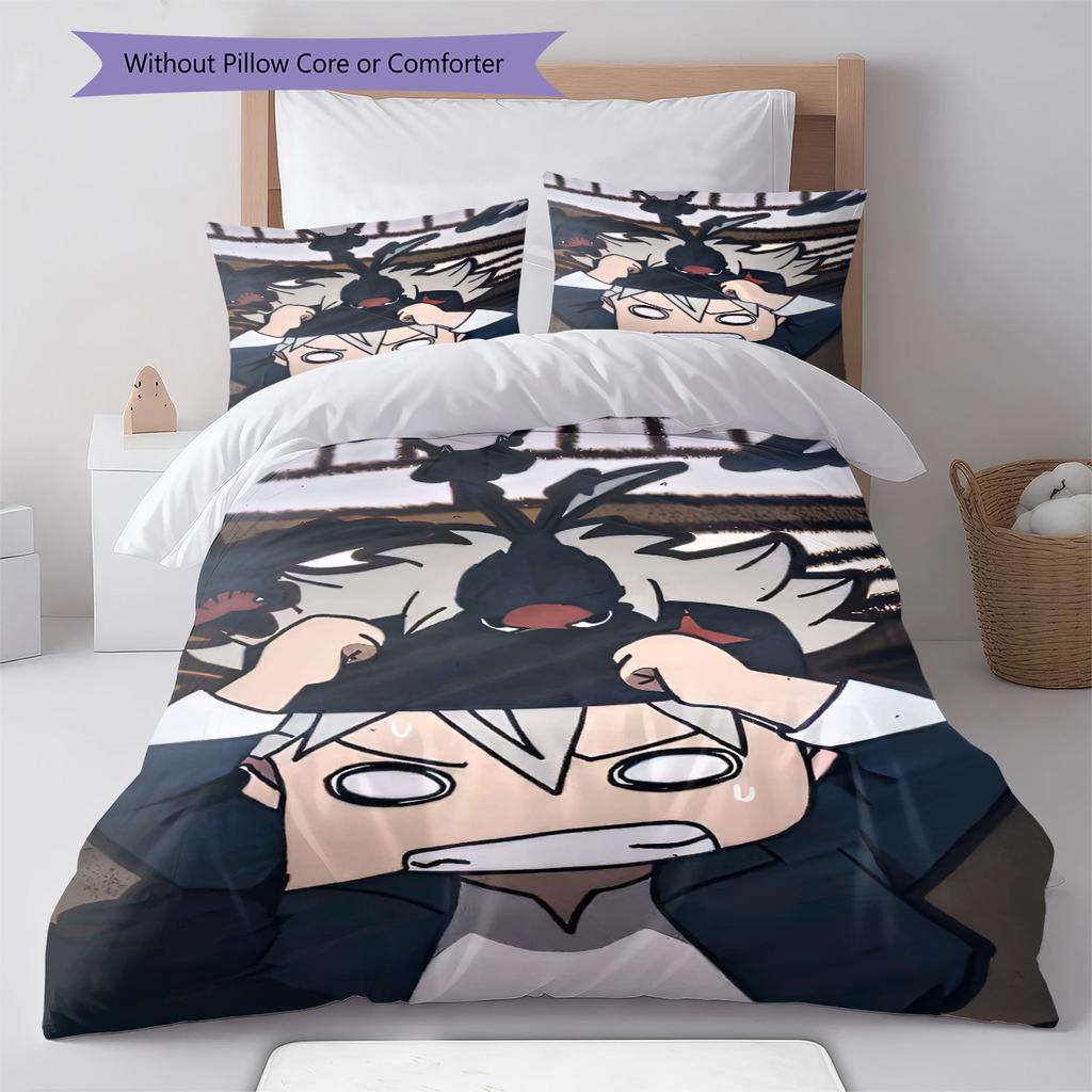 Anime Pattern Bedding Quilt Set Quilt Cover Pillowcase Home Decoration Birthday Gift (1 * Duvet Cover + 2 * Pillowcase, Without Core)