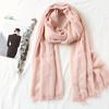 105*190cm One Piece Women Oversize Solid Plain Scarf Shawls Head Wraps Viscose Cashmere Muslim Frayed Hijabs Pashmina