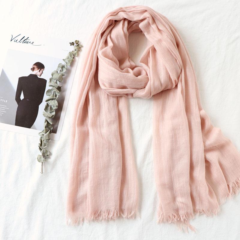 105*190cm One Piece Women Oversize Solid Plain Scarf Shawls Head Wraps Viscose Cashmere Muslim Frayed Hijabs Pashmina