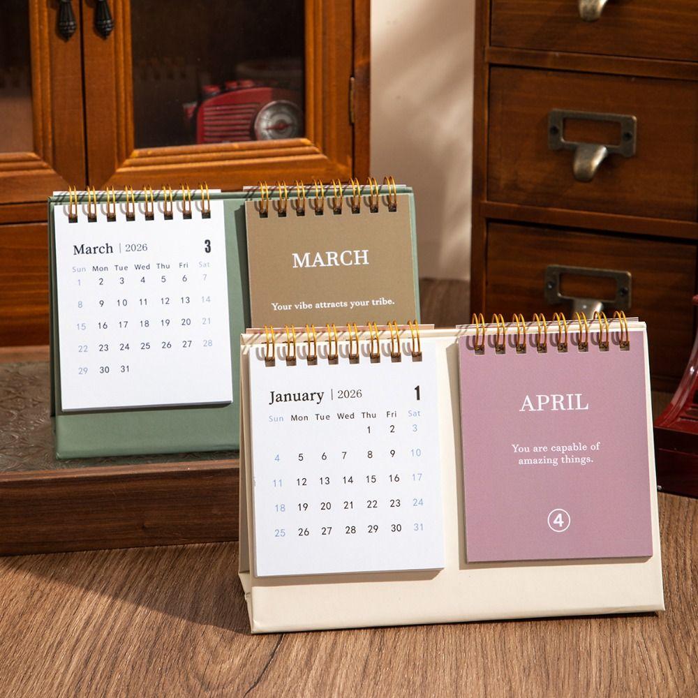 Double Row 2026 Desk Calendar Portable Daily Planner Simple Mini Calendar Office School Supplies