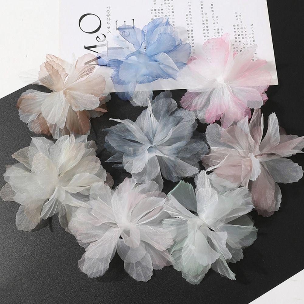10pcs Multilayer Organza Flower Patches Blossoms Cloth Applique Cloth Patch Dress Decoration