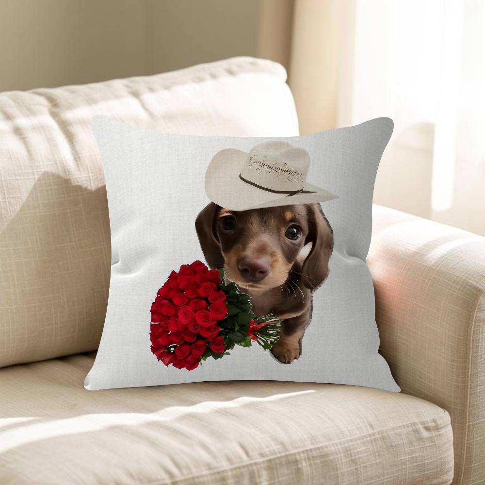 Cute Dachshund Dog Cushion Cover Inches Farmhouse Decor Home Throw Pillow Covers For Couch Decorations