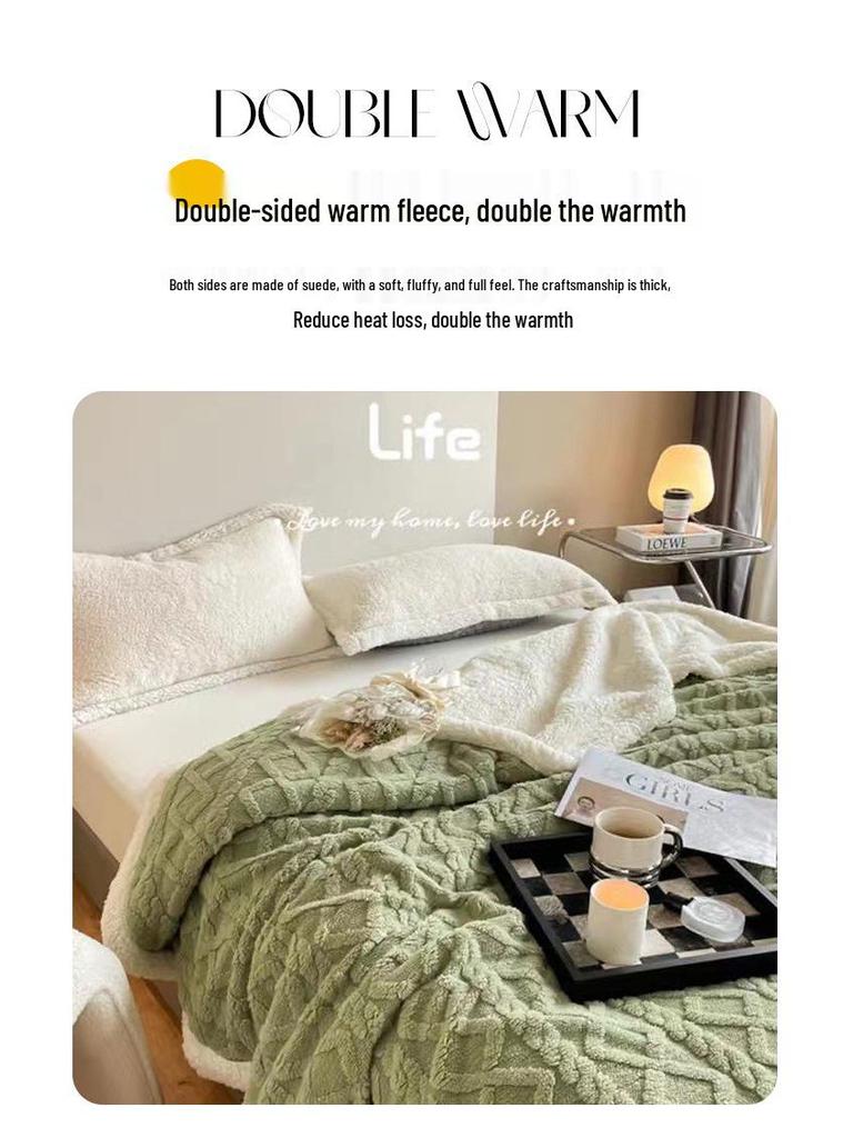 Portable Taffeta & Lambswool Nap Blanket for Students and Offices