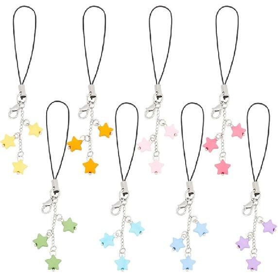 BENECREAT Cute Phone Charm Accessories, Fruit Lollipop Butterfly Milk Tea Bear Colorful Resin Phone Charm Strap