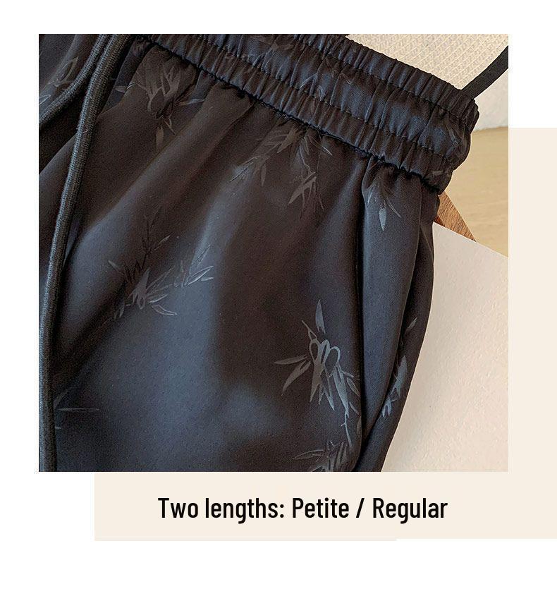 Chinese-Style Silk-Like Summer Wide-Leg Pants for Women