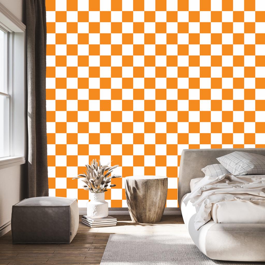 Checkerboard Wallpaper White, Gold and Cream for Living Room and Bedroom 50x1000