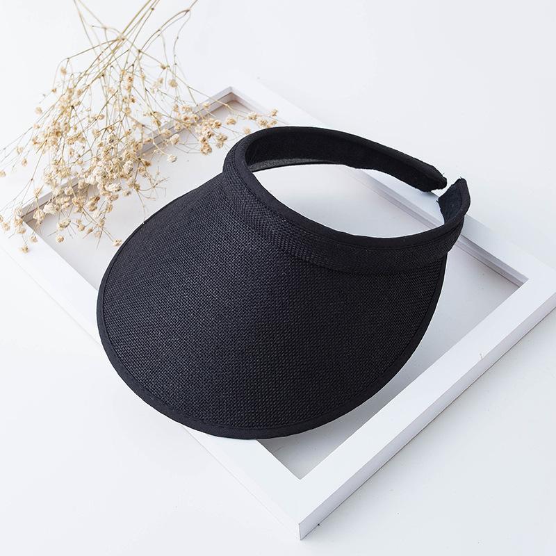 Women's Ladies Summer Weave Straw Empty Top Beach Cap Clip-On Large Wide Brim UV Protection Breathable Sun Visor Hat Girl Hat