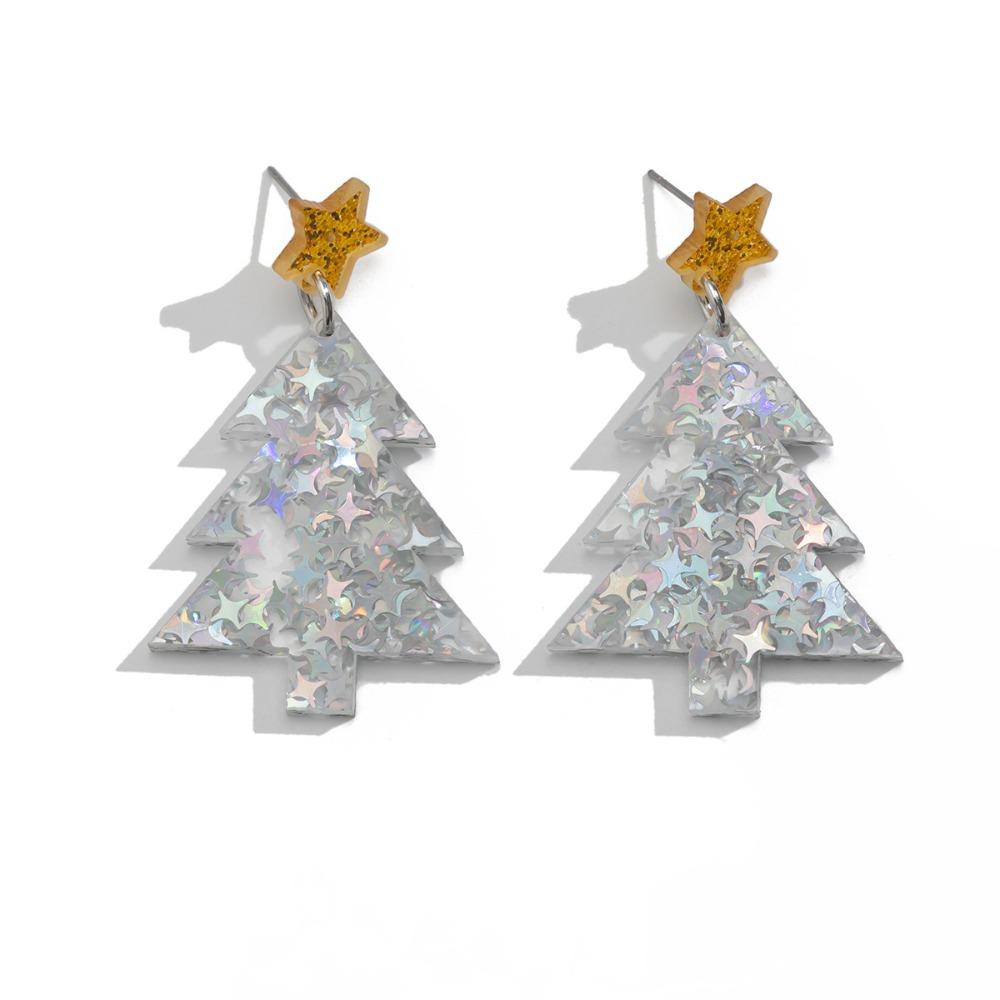 Dangle Christmas Tree Acrylic Earrings Bohemian Xmas Earrings Studs Merry Christmas Earrings  Party