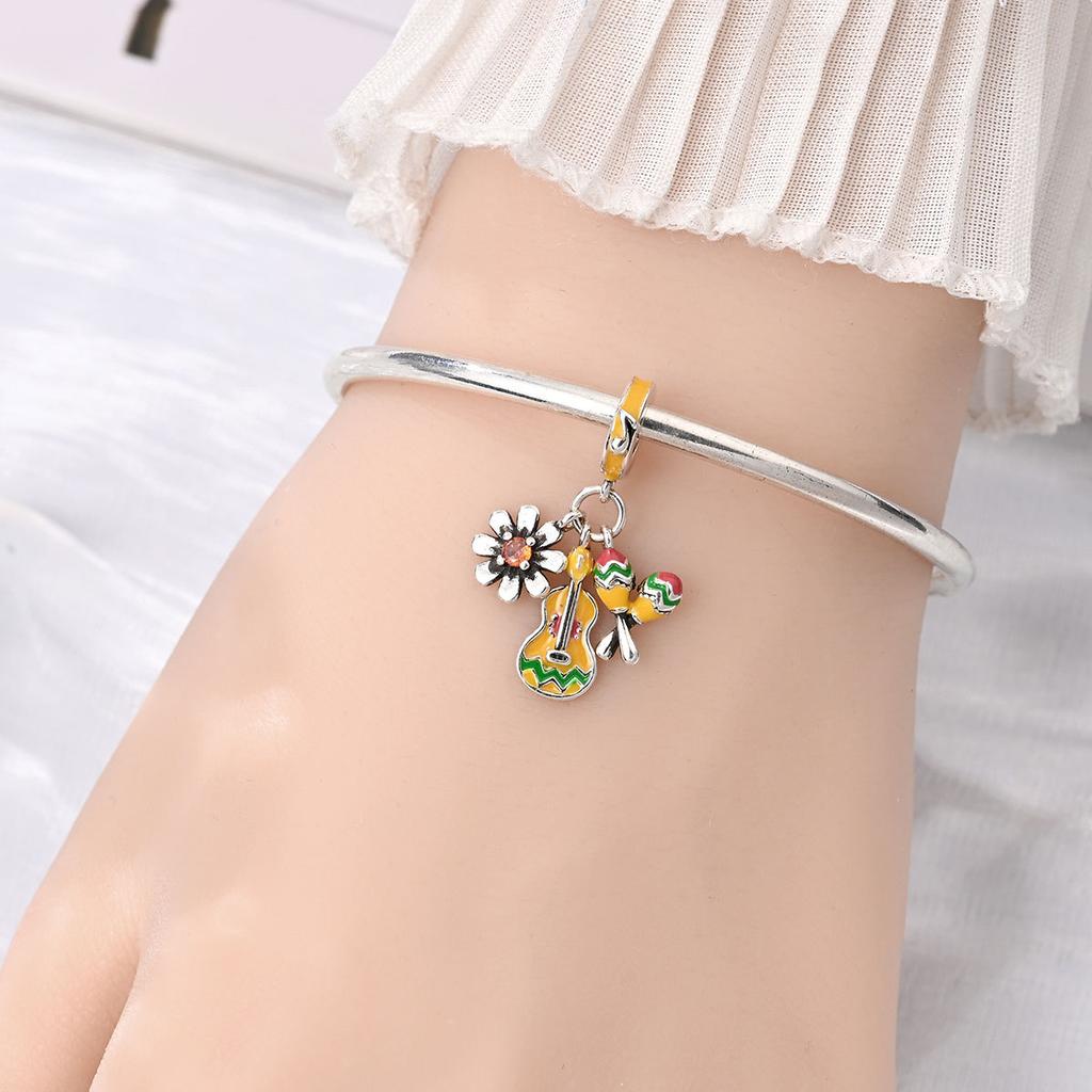 2026 Hobbies Feather Fireworks Mask Charm Pendant Beaded DIY Jewelry Bracelet Accessories 925 Silver