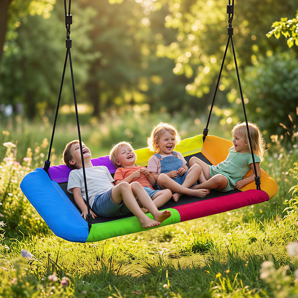 Nest Swing Height-Adjustable Hanging Swing Up To 300kg with Adjustable Ropes for 3-8 Years 148x77x180 Cm Multicolor