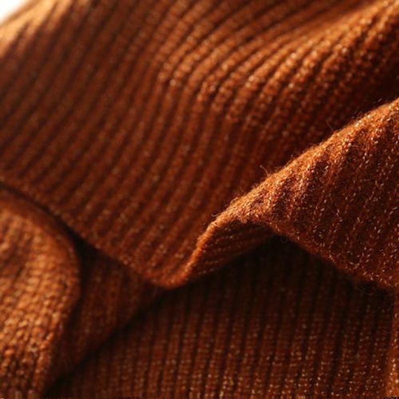 Foreign Trade Export Loose Slimming V-neck Idle Style Sweater Mid-Length Irregular Thick Needle Bright Silk Knit Women