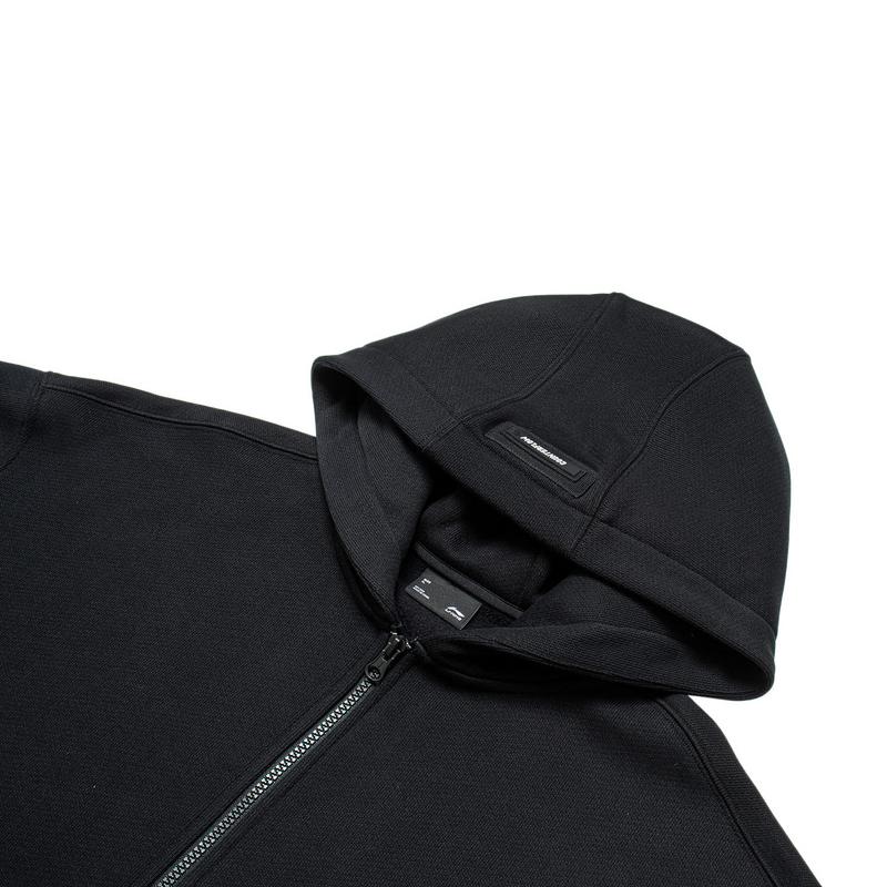 Li Ning CF Outdoor Series Písmenková Mikina s Kapucí Pohodlná Prodyšná Fleecová Teplá Volná Mikina Unisex Mikina Černá AWDUG19-1