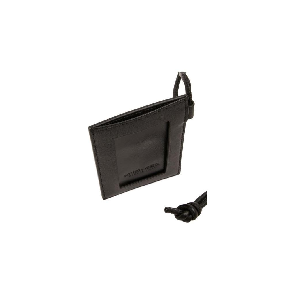 Bottega Veneta Intreccio Woven Strap Lambskin And Cowhide Leather Card Holder Women Accessories Black 701460VCQC48425
