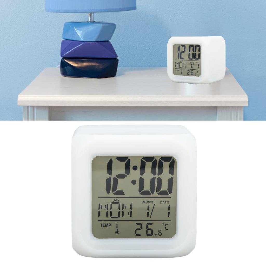 Kinder Digital Uhr LED 7 Farben Nacht Leuchtende Temperatur Display Tragbare Einfach LED Uhr