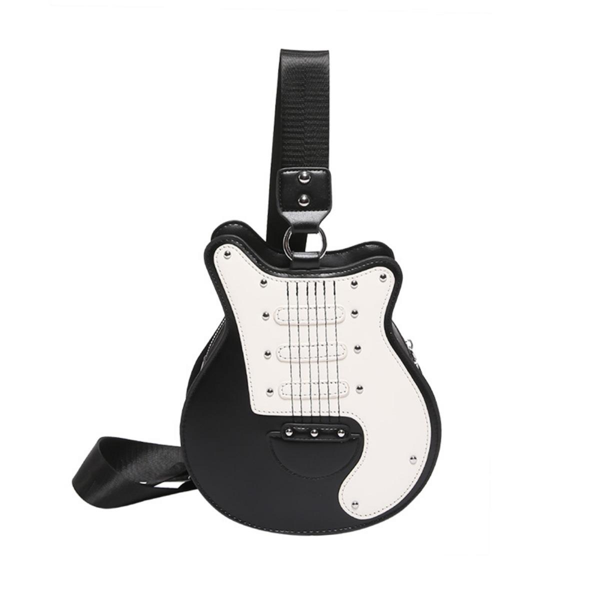 

Сумка через плечо в форме гитары, креативная сумка из искусственной кожи с застежкой-молнией, сумка через плечо для девочек и женщин чёрный