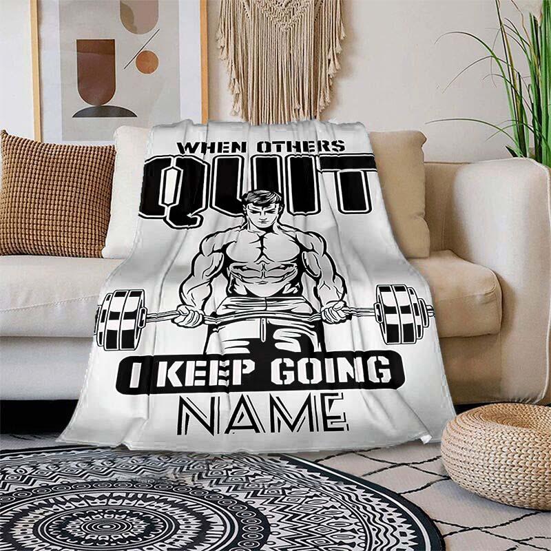 Weightlifting Exercise Customize Your Name Blanket Warm Comfortable Soft Blanket For Chair Office Sofa Bed Sofa Office Camping Suitable For Gifting
