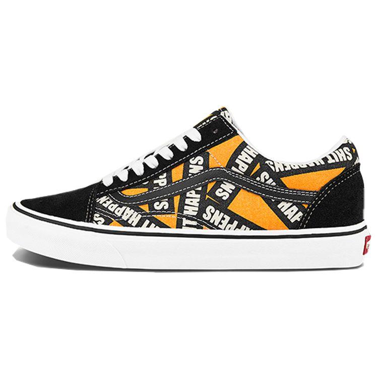 Vans Old Skool Series Letter Low-Top Skate Shoes Unisex Sneakers Black Yellow VN0A4U3BWTX