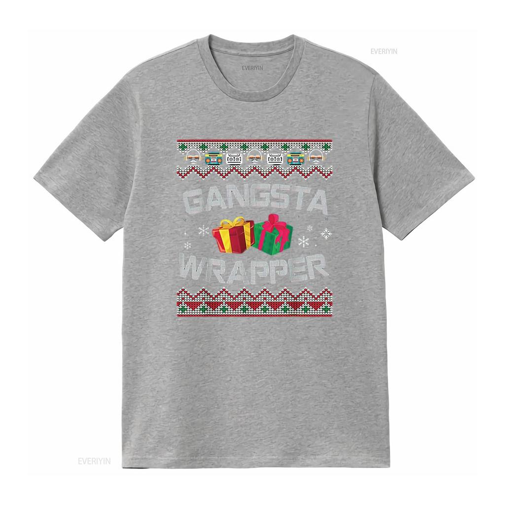 Gangster Wrapper Merry Christmas Rapper Gangsta Sweater Womens T Shirt Black Vintage Washed Unisex Versatile Comfortable Homme