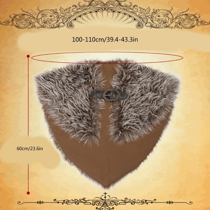 Vikinges Furs Collar Warriour Cape Shawl Medieval Knight Shoulder Wrap Shawl Halloween Renaissances Cosplay Costumes