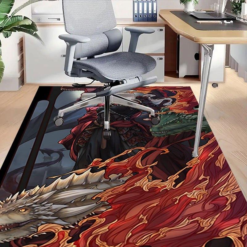 1 alfombrilla para silla de oficina Fire and Blood, Alfombrilla para decoración del hogar, Alfombrilla temática de fantasía, Alfombrilla duradera, Decoración de dragón, Adecuada para amantes de la temática de fantasía
