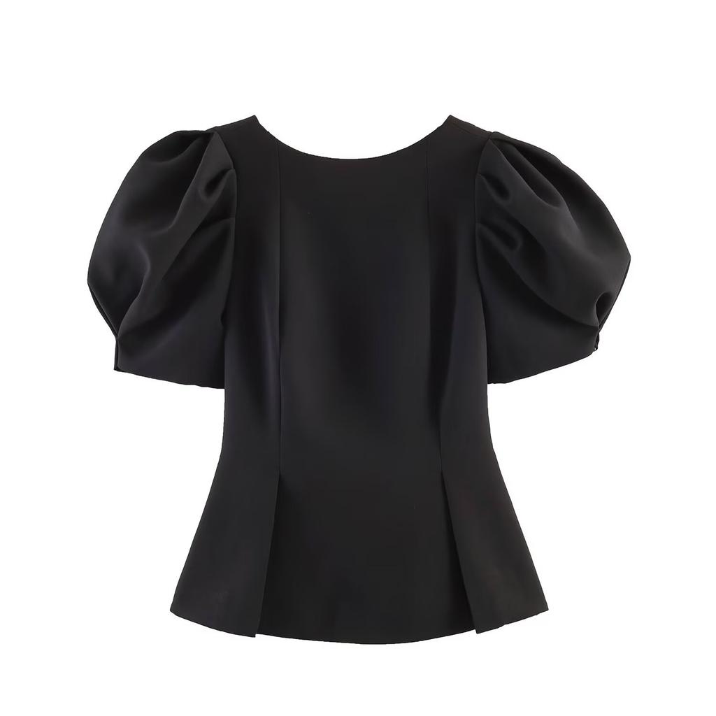 Style européen et américain, nouvelles vêtements pour femmes, style étranger, à la mode, polyvalent, haut à manches bouffantes 3897091