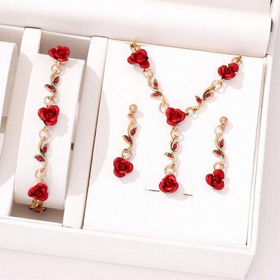 4pcs Women's Jewelry Set, Luxury Ladies Fashion Casual Bracelets, Necklace, Earrings, Jewelry Set, Suitable for Daily Wear, Gift