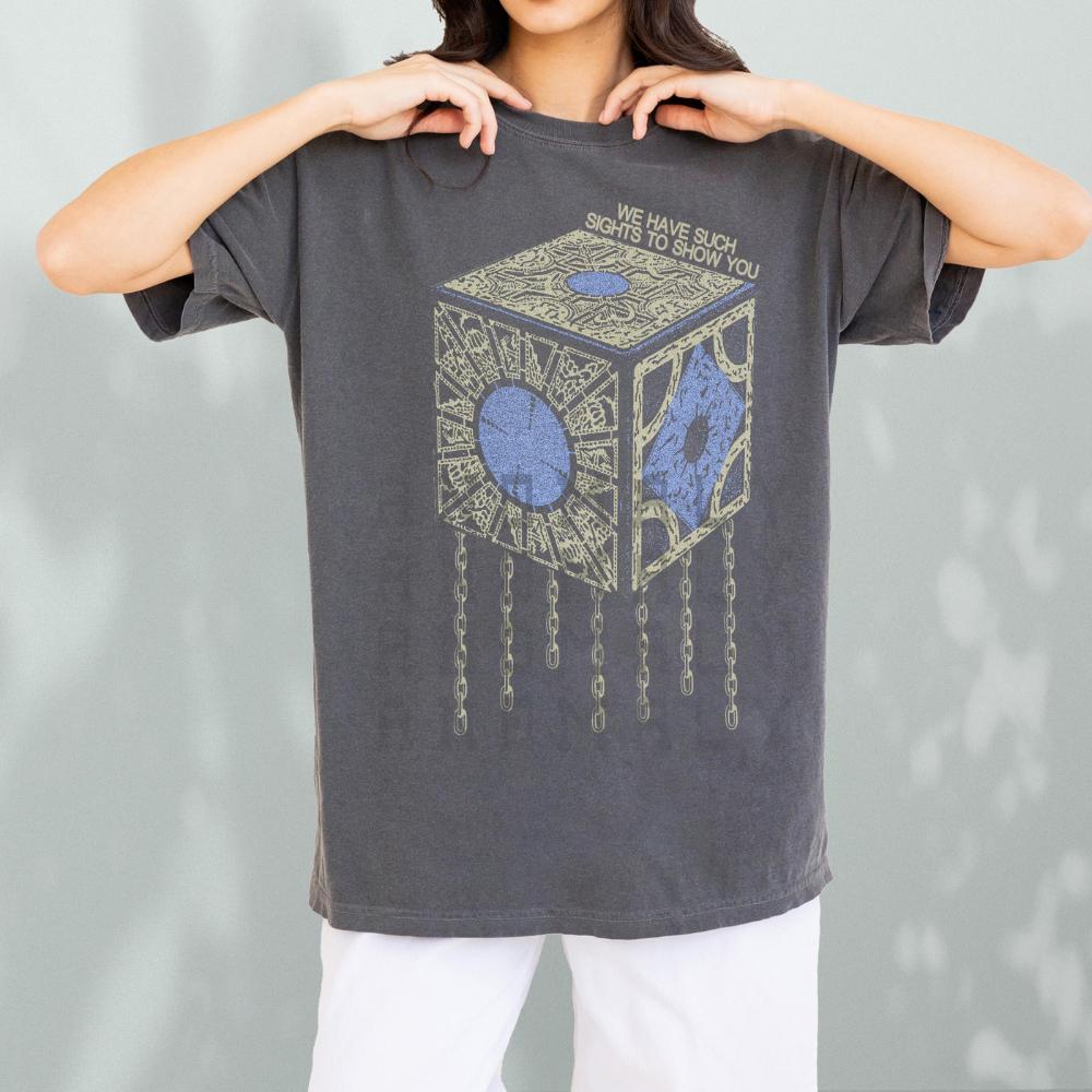 

80s Horror Movie Graphic Tee LaUnisext Configuration Retro Pin Head Hell Movie TShirt Tops Women Clothes 4XL