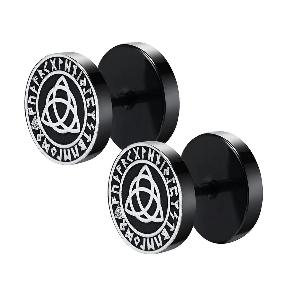 Gothic Norse Viking Runes Stud Earrings for Men Boys,Rock Punk Stainless Steel Valknut Wolf Head Compass Celtic Knot Earrings