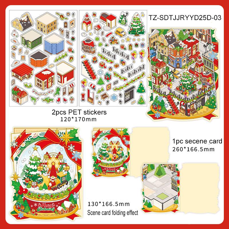 Christmas Special Series Vintage Festival Scene Landscape PET Sticker Creative DIY Journal Material Collage Stationery