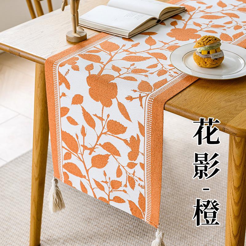 Jacquard Table Runner Vintage Table Table Cover Pastoral Style with Long Strip Fabric Tassel Tablecloth Home TV Cabinet Decor