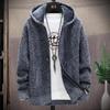 Autumn And Winter Plush Thickened Large Sweater Coat Hooded Cardigan Men's Zipper Knitted Coat