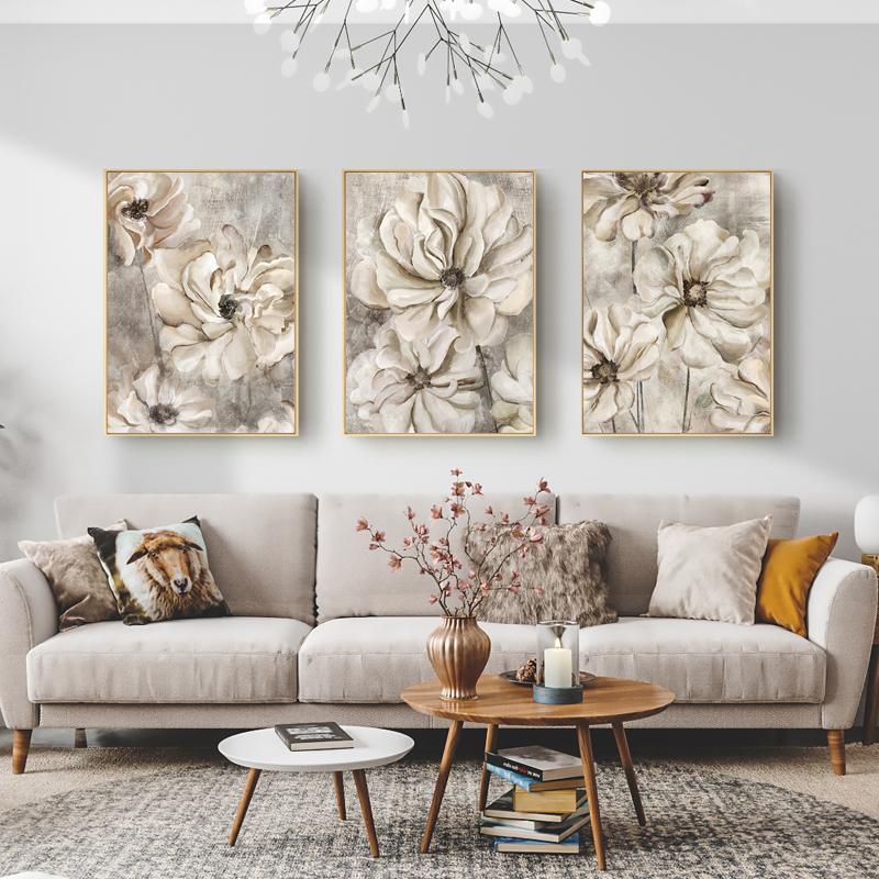 Scandinavian Modern Kapok White Flower Canvas Paintings Nordic Style Prints and Poster Wall Art Pictures for Living Room Home Decor No Frame