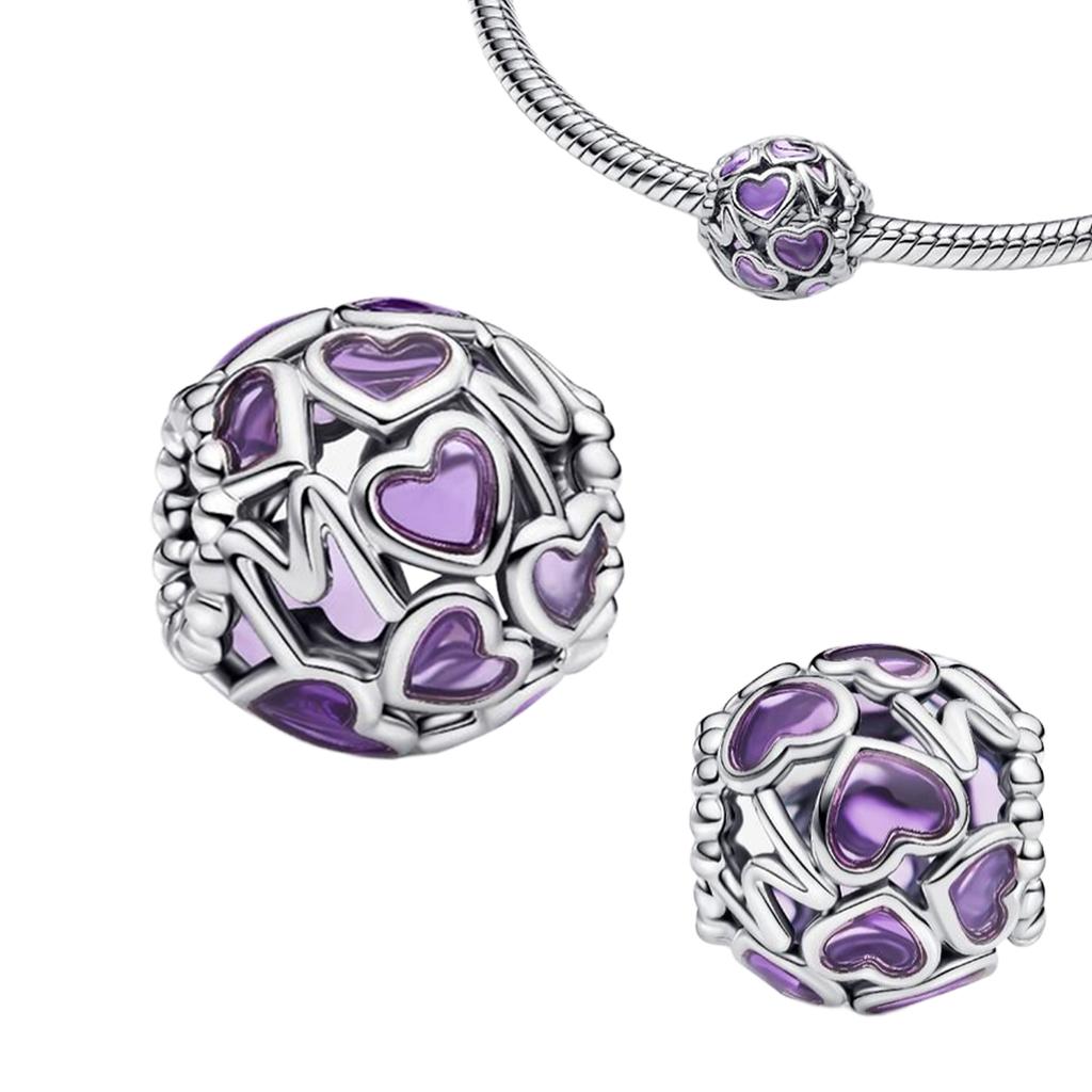 Original Copper Colorful Charms Snowflake Heart Lock Key Earrings Beads For Necklace Diy Bracelet Present Jewellery