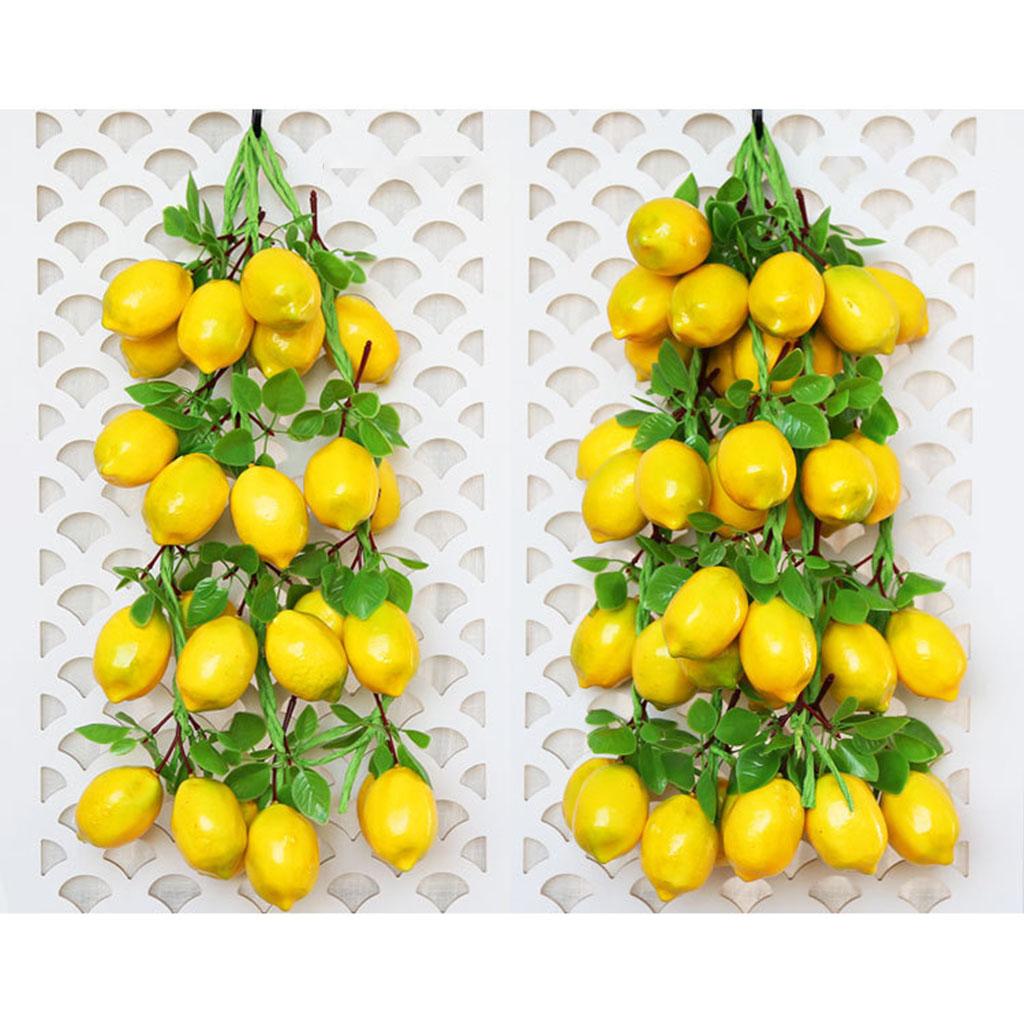 Simulación Fruta Artificial Limón Guirnalda para Restaurante Hotel Hogar Jardín Boda Decoración de Cocina Atrezzo Realista